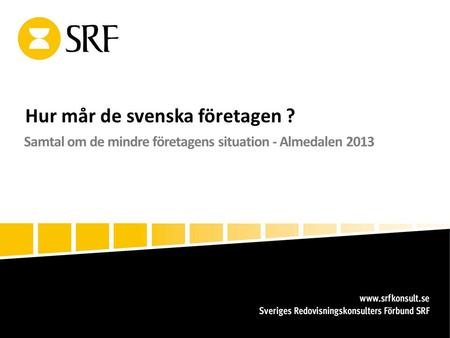 Hur mår de svenska företagen ? Samtal om de mindre företagens situation - Almedalen 2013.