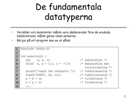 De fundamentala datatyperna