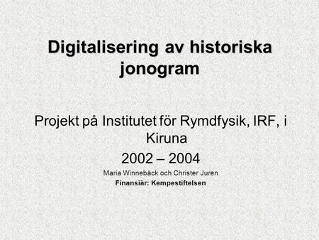 Digitalisering av historiska jonogram