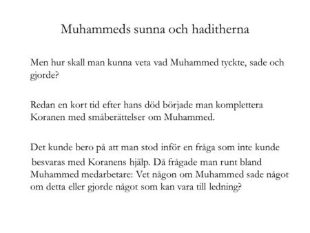 Muhammeds sunna och haditherna