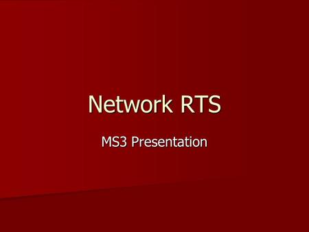 Network RTS MS3 Presentation. B-Hive Mål Nätverk Nätverk Olika enheter Olika enheter –Soldat & arbetare Taktiskt element Taktiskt element –Sten sax påse.