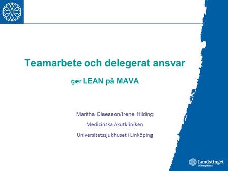 Teamarbete och delegerat ansvar ger LEAN på MAVA