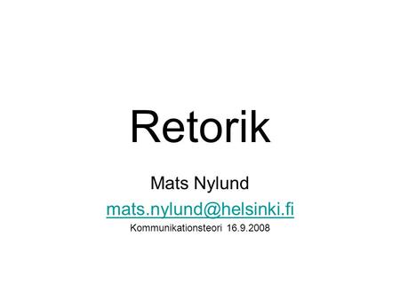 Mats Nylund Kommunikationsteori
