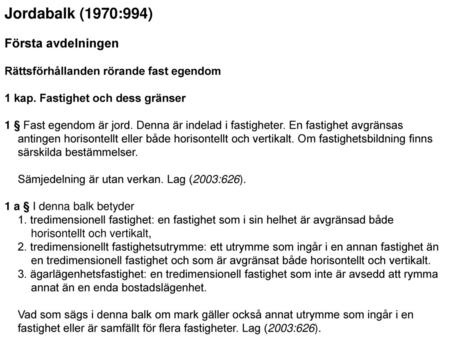 Jordabalk (1970:994) Första avdelningen