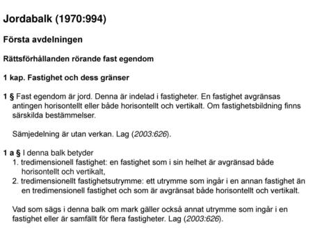 Jordabalk (1970:994) Första avdelningen