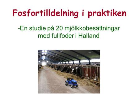 Fosfortilldelning i praktiken -En studie på 20 mjölkkobesättningar med fullfoder i Halland.