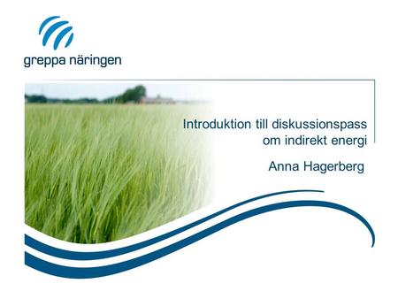 Introduktion till diskussionspass om indirekt energi Anna Hagerberg.