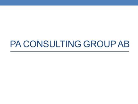 PA Consulting group ab.