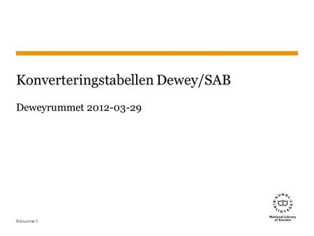 Konverteringstabellen Dewey/SAB Deweyrummet