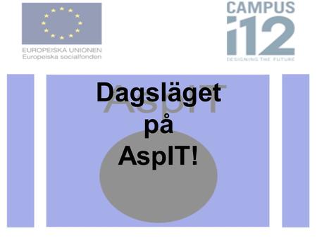 Dagsläget på AspIT!. Verksamheten - Ungdomarna började 10 och 11 april - 14 personer vid antagningen.