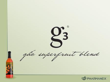 Vad är g3 ? g3 innehåller den prisade superfrukten gâc från Sydasien tillsammans med tre andra superfrukter. Bland gâcs potenta fytonäringsämnen finns.