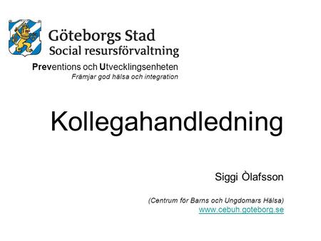 Kollegahandledning Siggi Òlafsson Preventions och Utvecklingsenheten