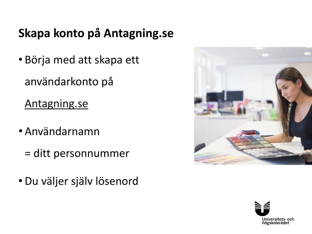 Skapa konto på Antagning.se