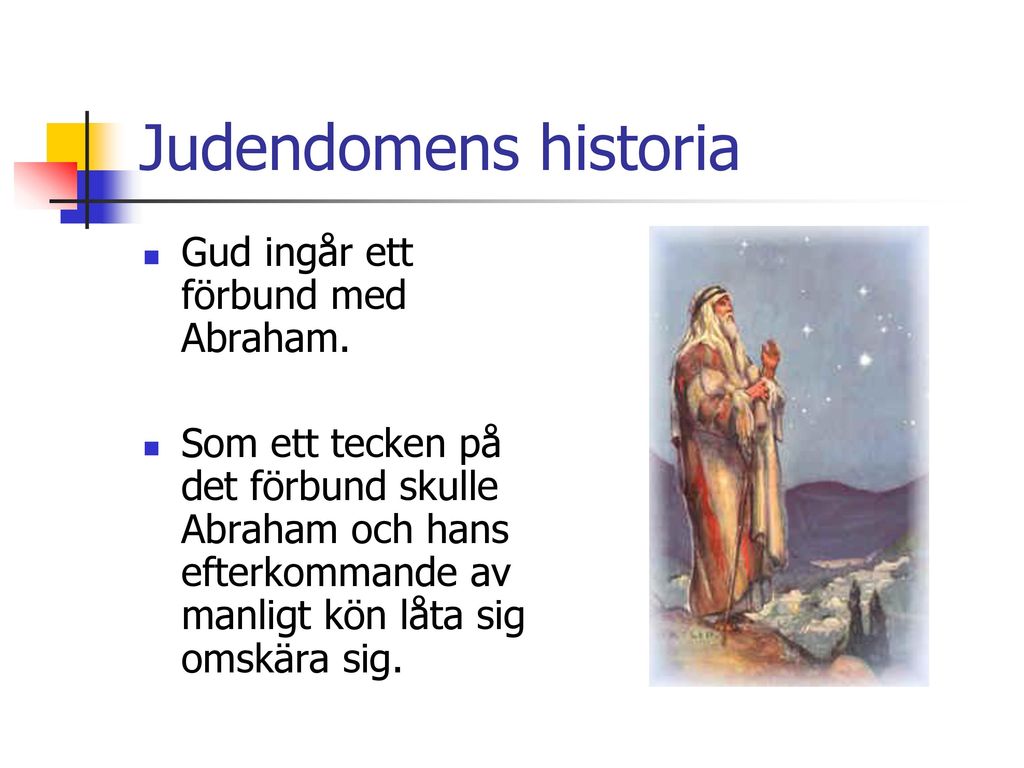 Judendomens historia Gud ingår ett förbund med Abraham.