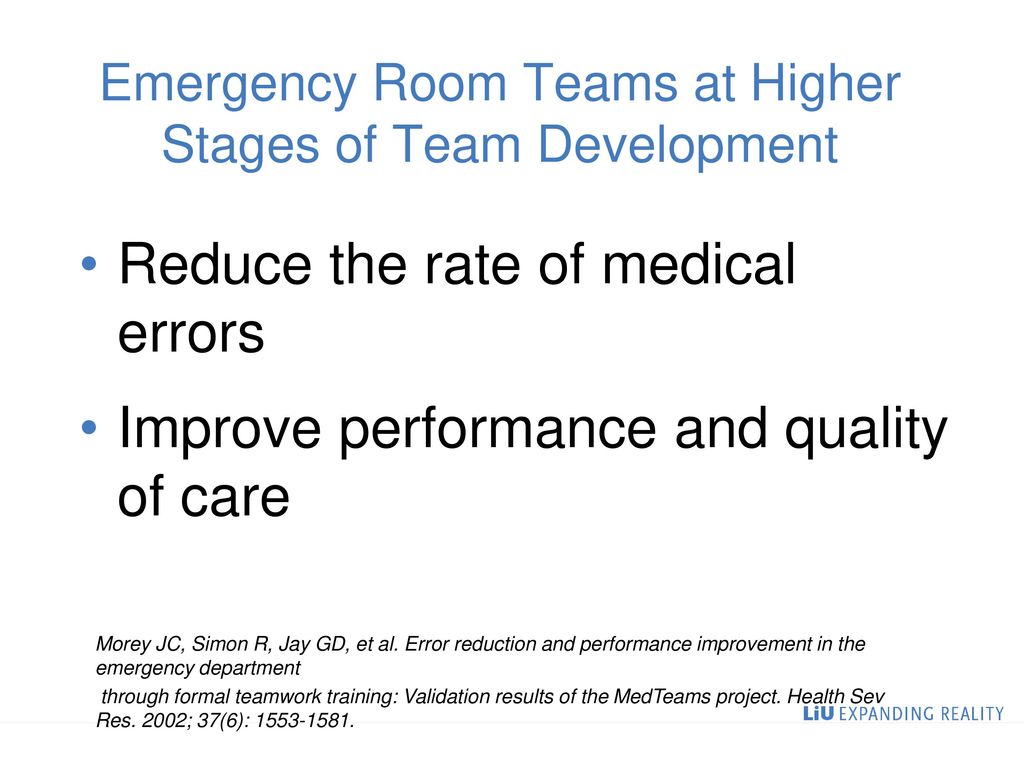 Emergency Room Teams at Higher Stages of Team Development
