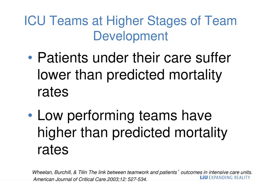 ICU Teams at Higher Stages of Team Development