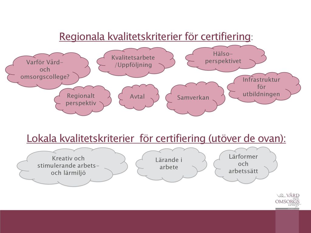 Regionala kvalitetskriterier för certifiering:
