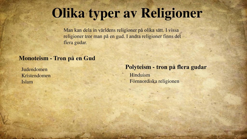 Olika typer av Religioner