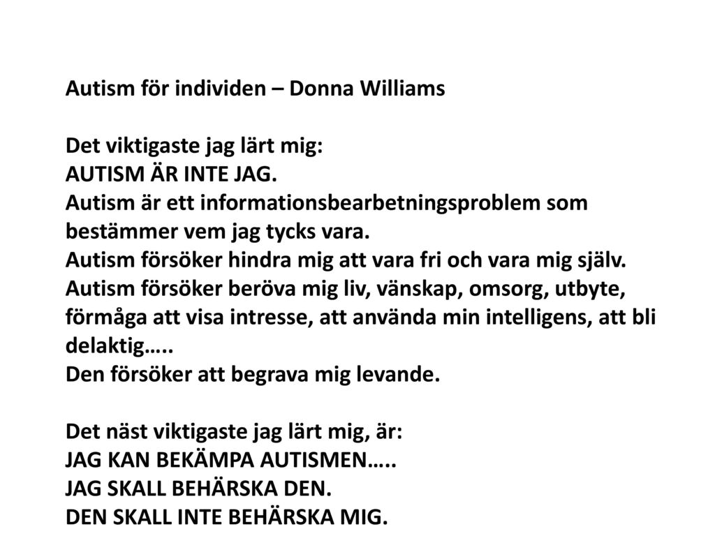 Autism för individen – Donna Williams
