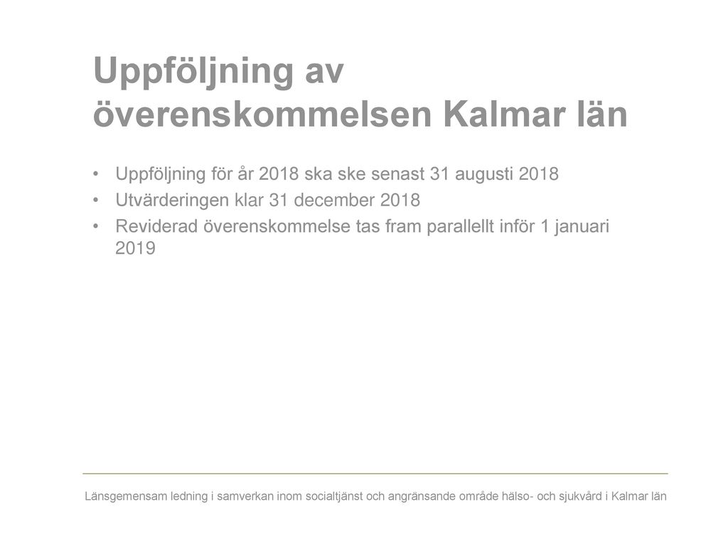 Uppföljning av överenskommelsen Kalmar län