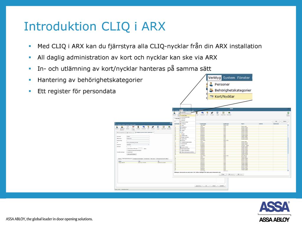 Introduktion CLIQ i ARX