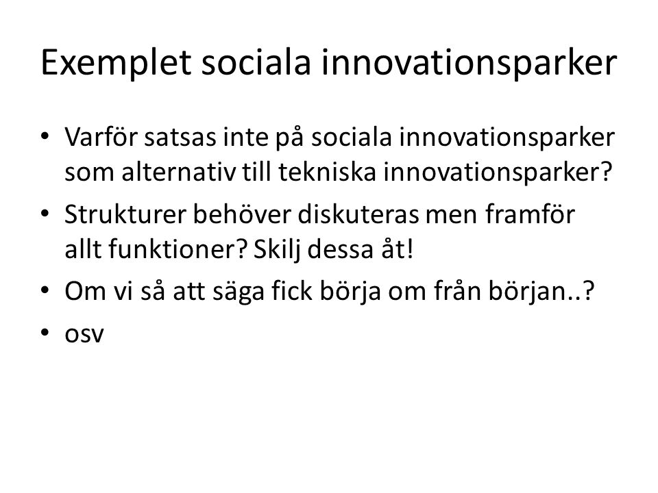 Exemplet sociala innovationsparker
