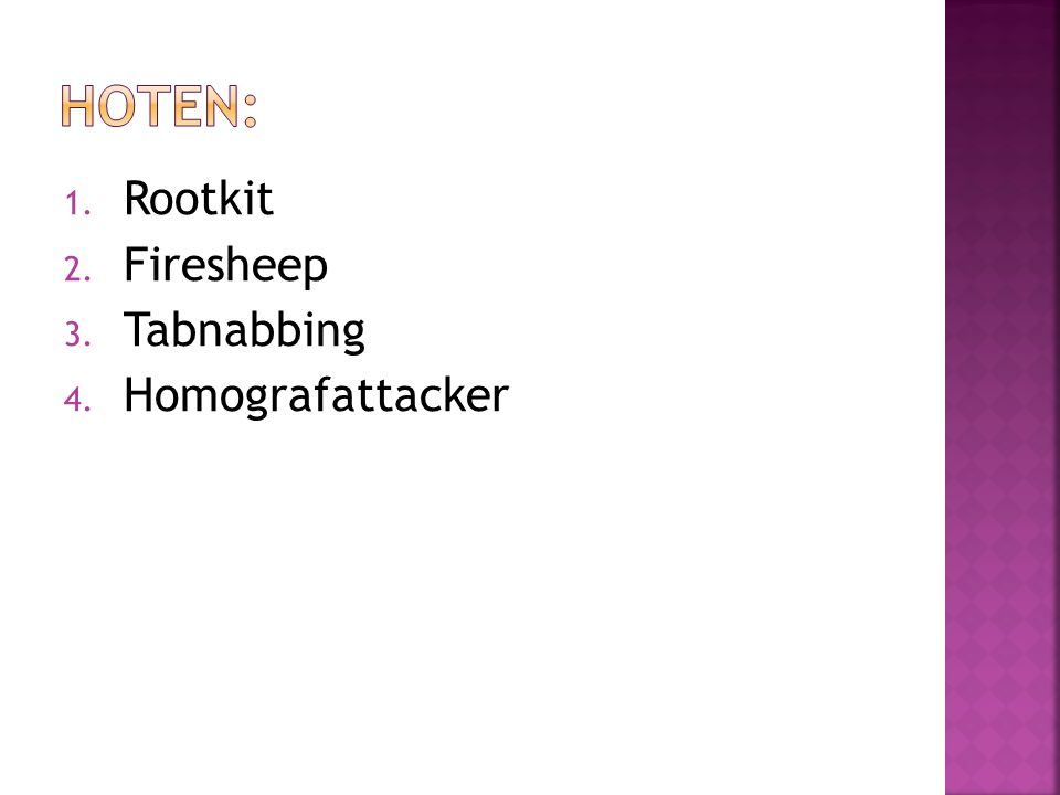 Hoten: Rootkit Firesheep Tabnabbing Homografattacker