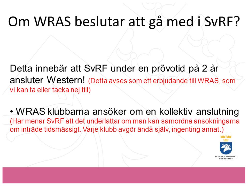Om WRAS beslutar att gå med i SvRF