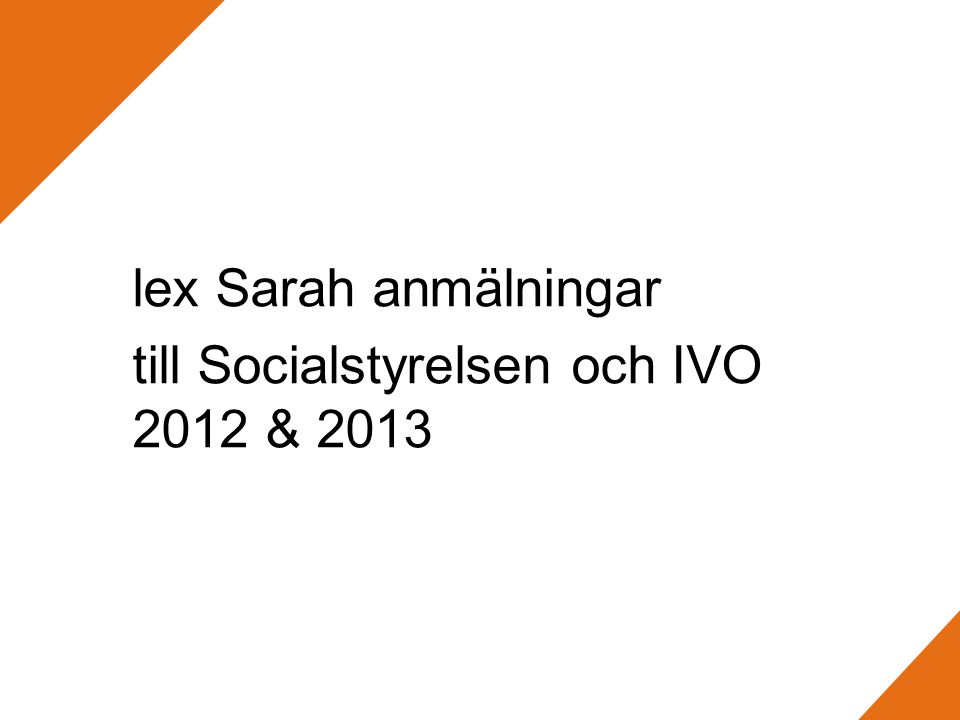 lex Sarah anmälningar till Socialstyrelsen och IVO 2012 & 2013