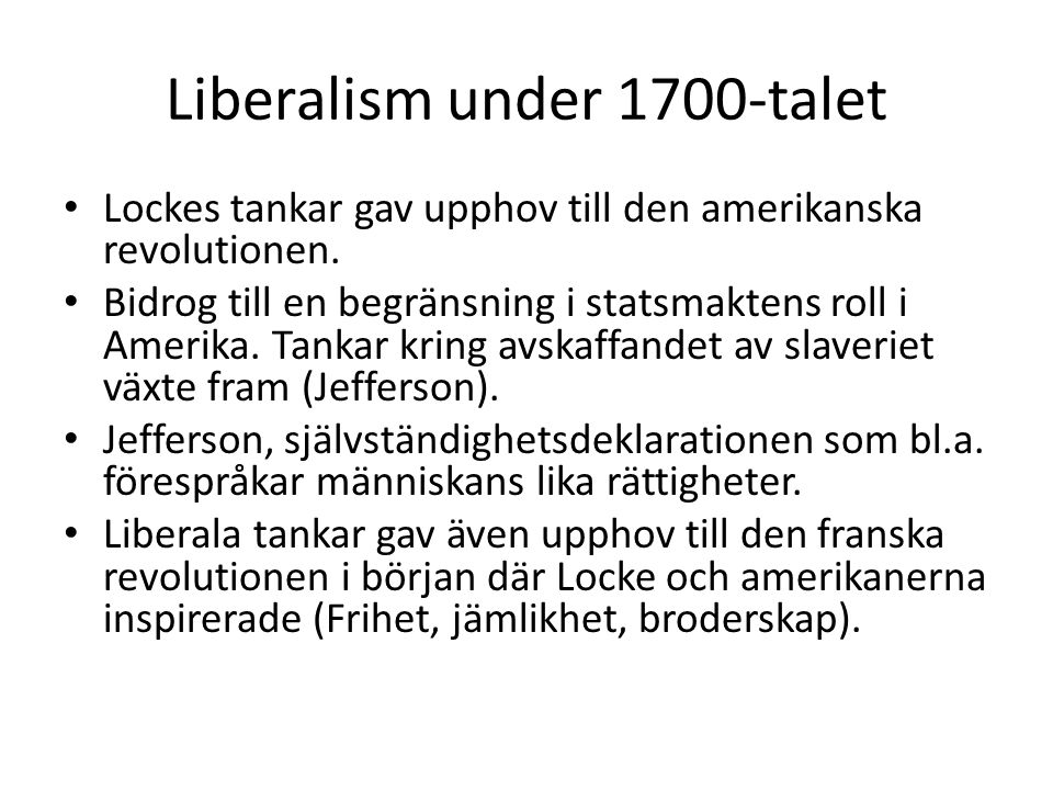 Liberalism under 1700-talet