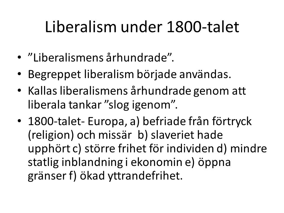 Liberalism under 1800-talet