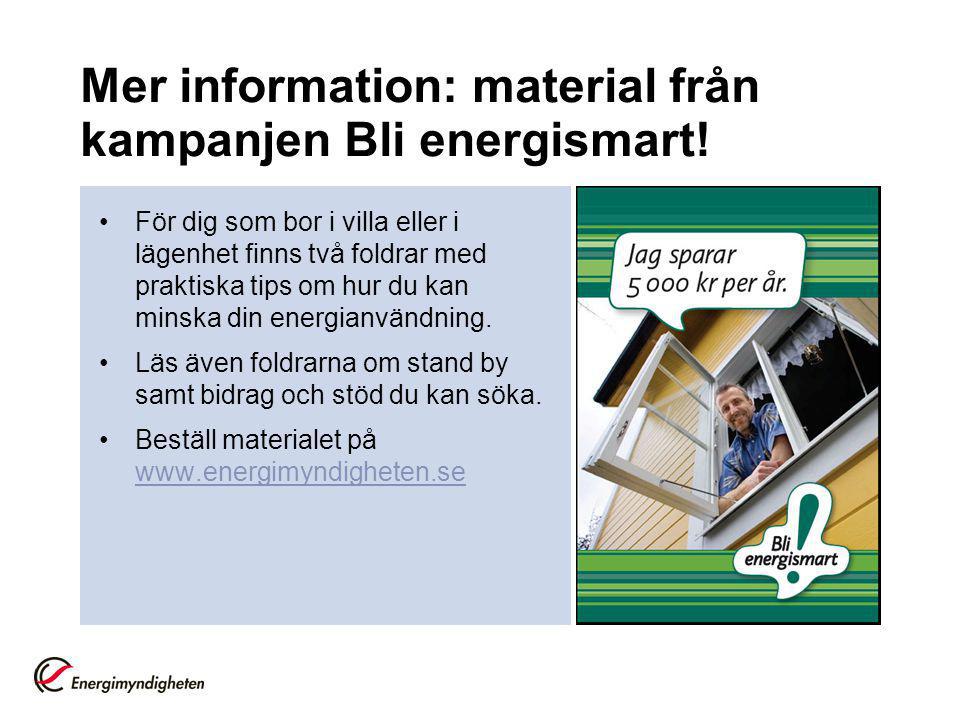 Mer information: material från kampanjen Bli energismart!