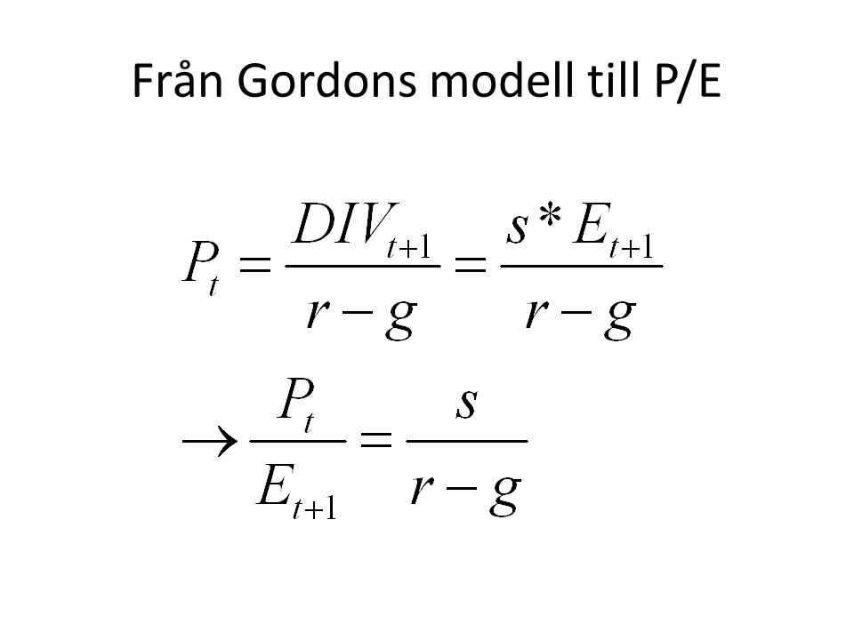 Från Gordons modell till P/E