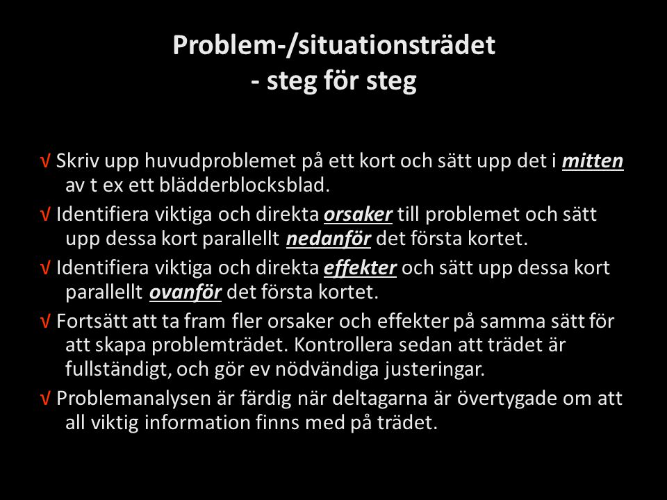 Problem-/situationsträdet - steg för steg