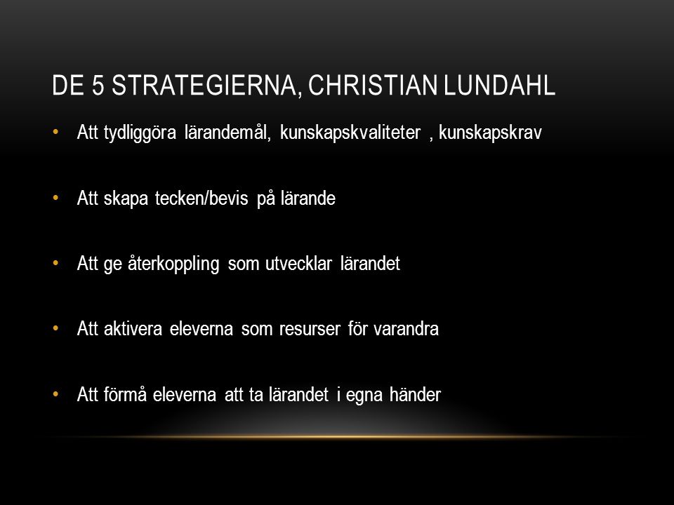 DE 5 STRATEGIERNA, Christian Lundahl