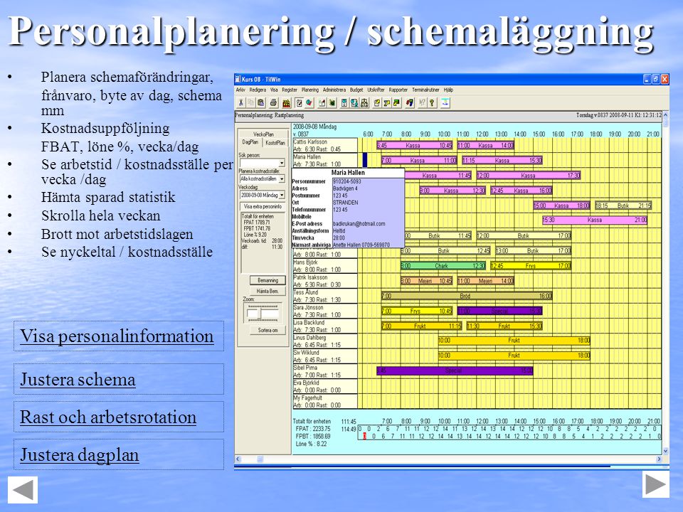 Personalplanering / schemaläggning