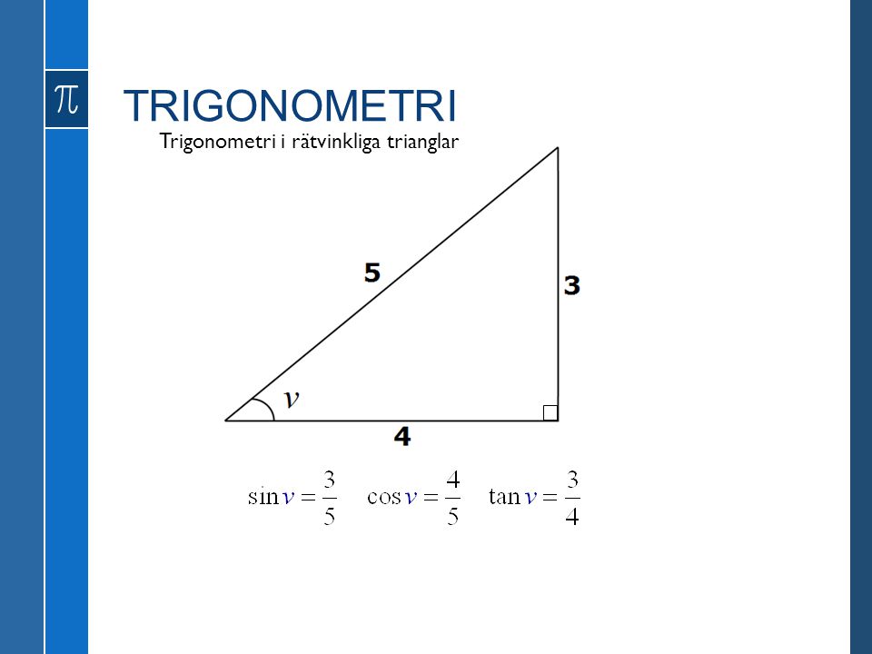 TRIGONOMETRI Trigonometri i rätvinkliga trianglar