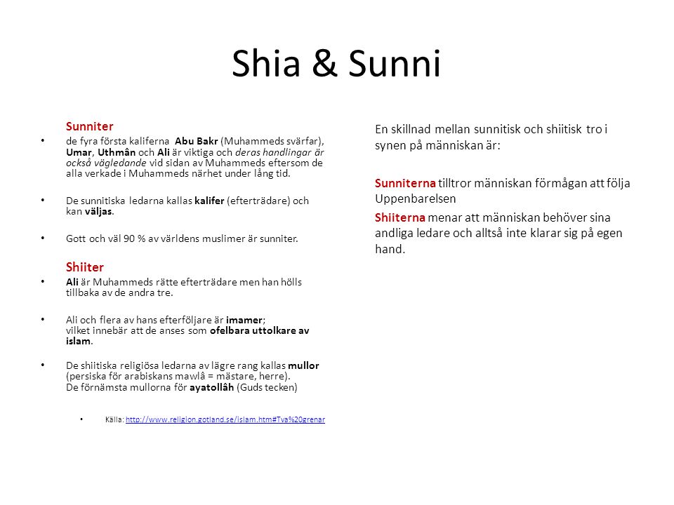 Shia & Sunni Sunniter.