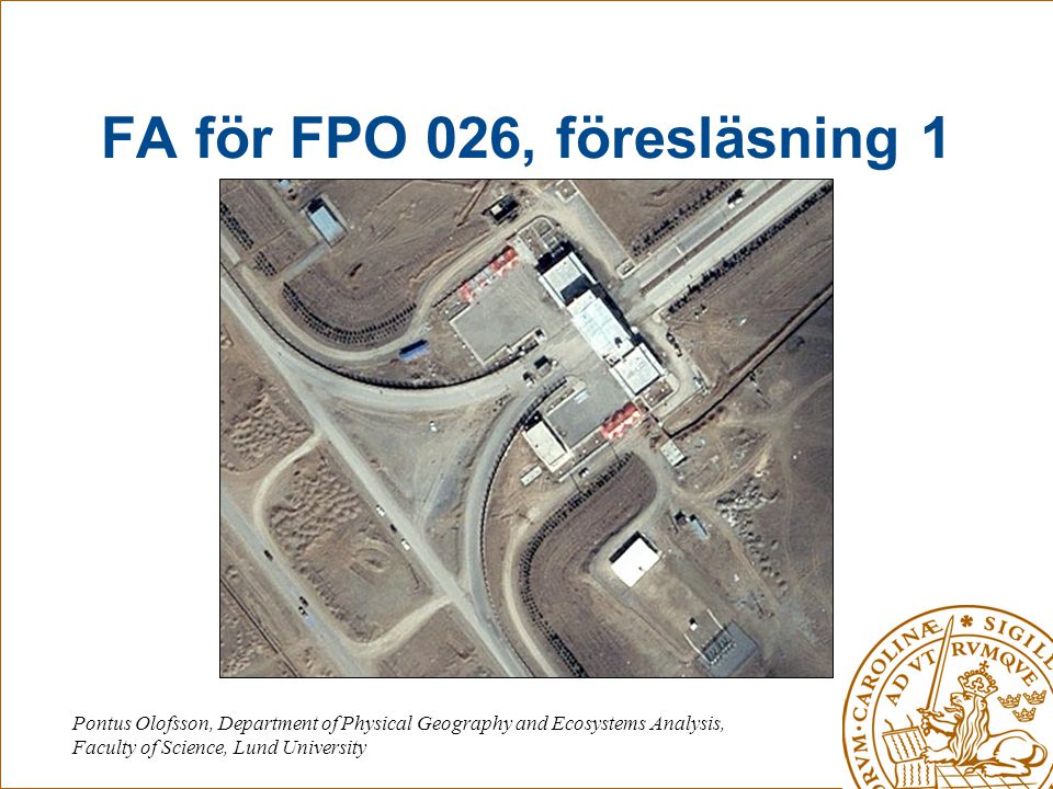 FA för FPO 026, föresläsning 1