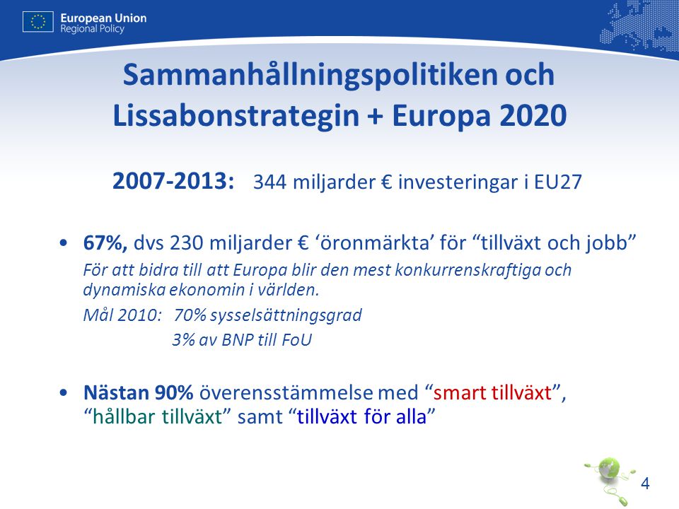 Sammanhållningspolitiken och Lissabonstrategin + Europa 2020