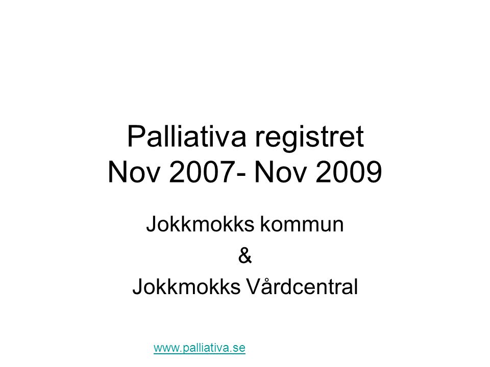 Palliativa registret Nov Nov 2009