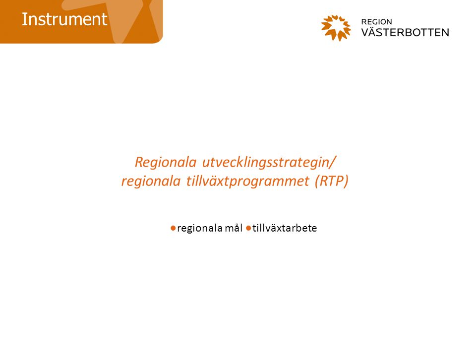 Regionala utvecklingsstrategin/ regionala tillväxtprogrammet (RTP)