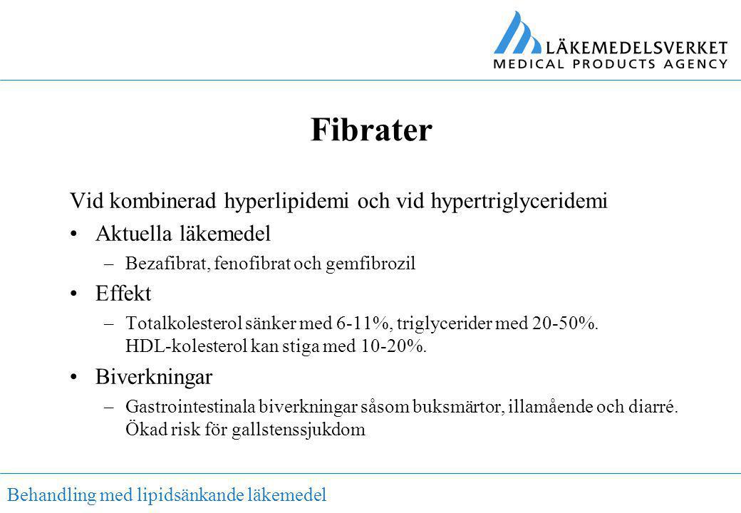 Fibrater Vid kombinerad hyperlipidemi och vid hypertriglyceridemi