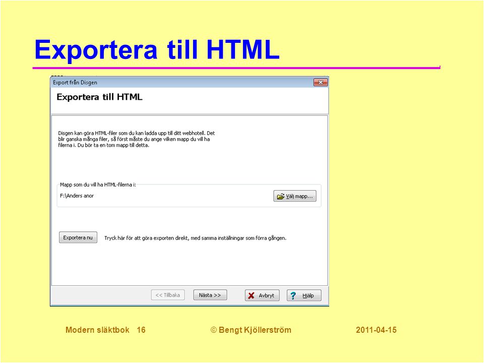 Exportera till HTML
