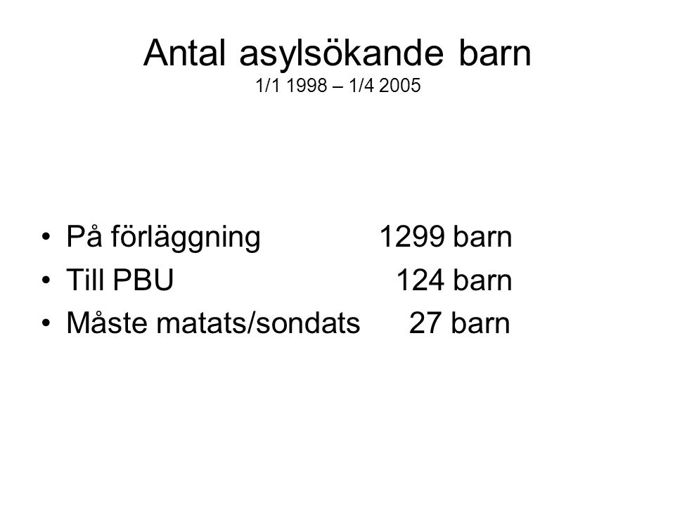 Antal asylsökande barn 1/ – 1/4 2005