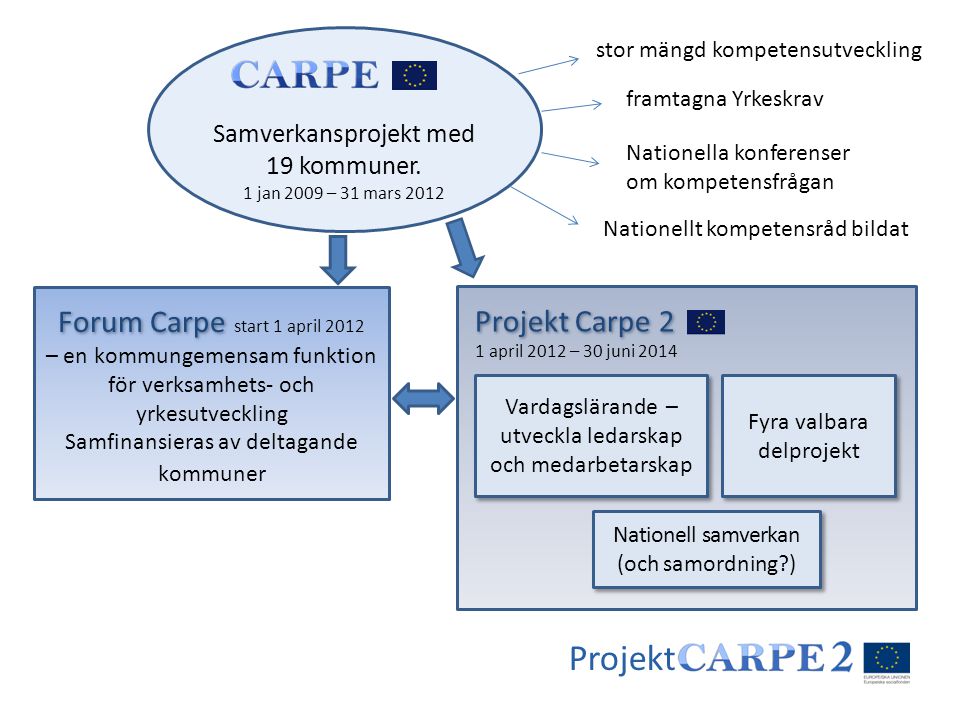 Projekt Samverkansprojekt med 19 kommuner. 1 jan 2009 – 31 mars 2012