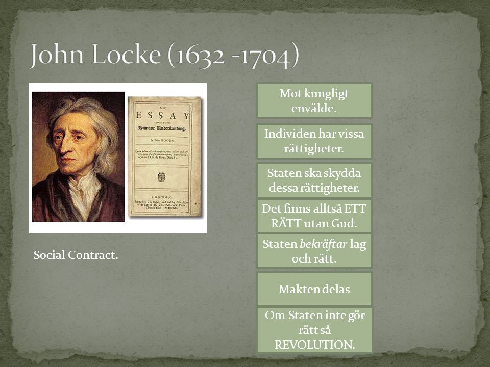 John Locke ( ) Mot kungligt envälde.