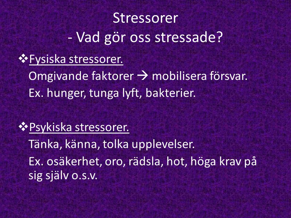 Stressorer - Vad gör oss stressade