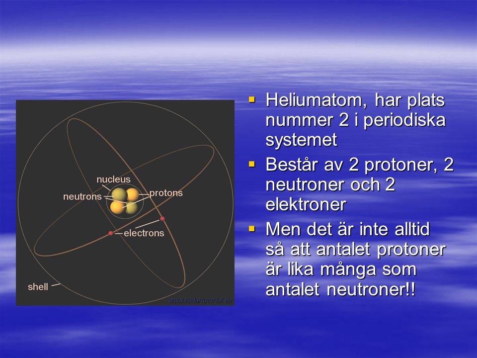 Heliumatom, har plats nummer 2 i periodiska systemet