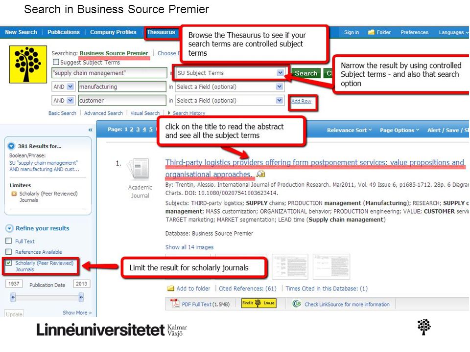 Search in Business Source Premier